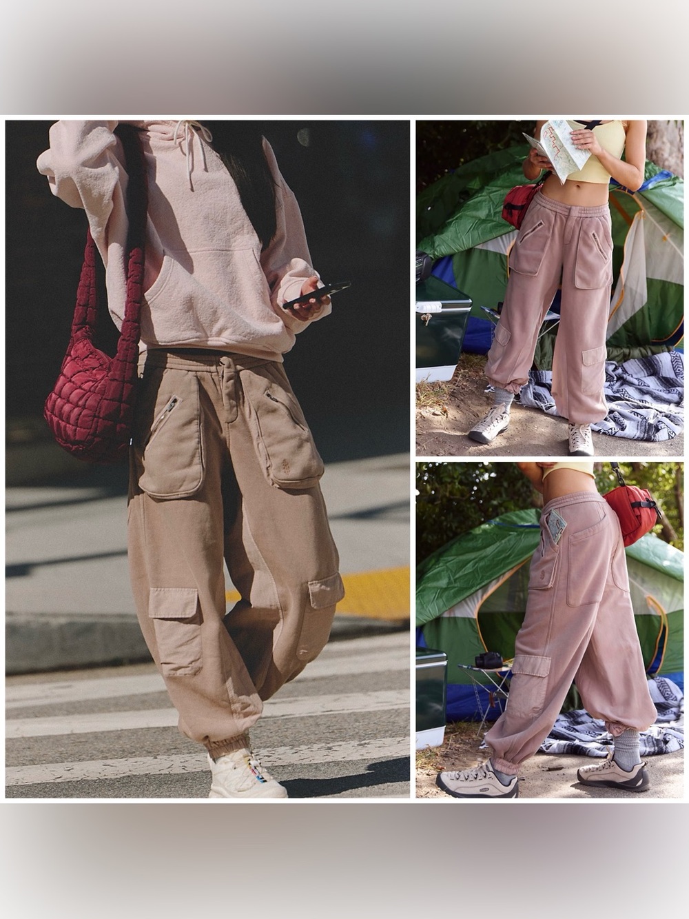 NWT Free People FP Movement Buckle Down Cargo Pants - sandy tan - small